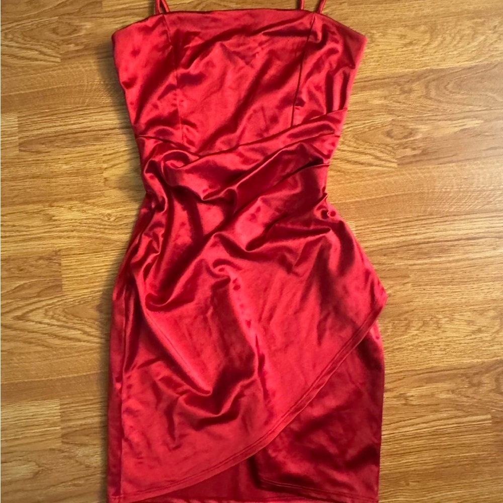 Windsor Red Asymmetrical Satin Dress